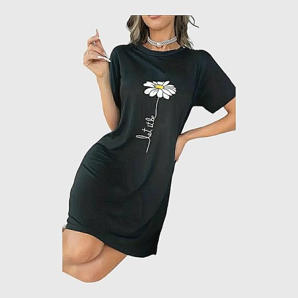 Women's Casual Daisy-print Nightdress, NWOT - Picture 4 of 4